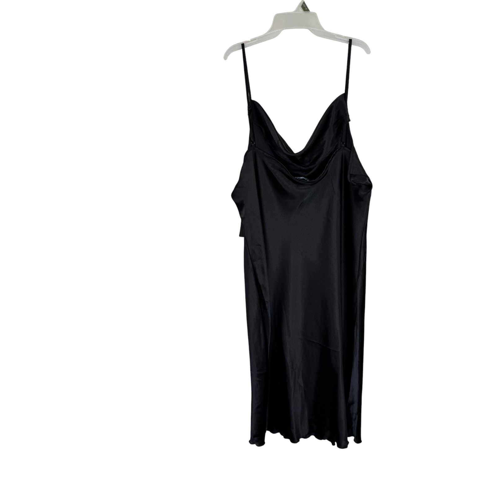 Bebe Bebe Dress 3X Black Slip Midi Cowl Neck Satin Style Size 3XL / US 20-22 - 6 Thumbnail