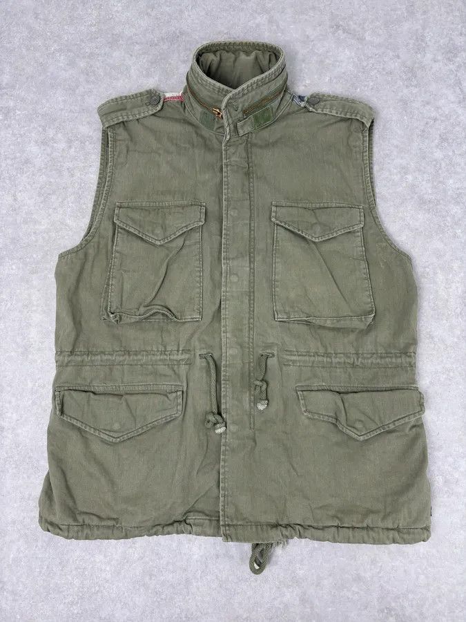 Polo Ralph Lauren 2000s Ralph Lauren Khaki USA Flag Distressed Cargo Vest Size US L / EU 52-54 / 3 - 2 Thumbnail