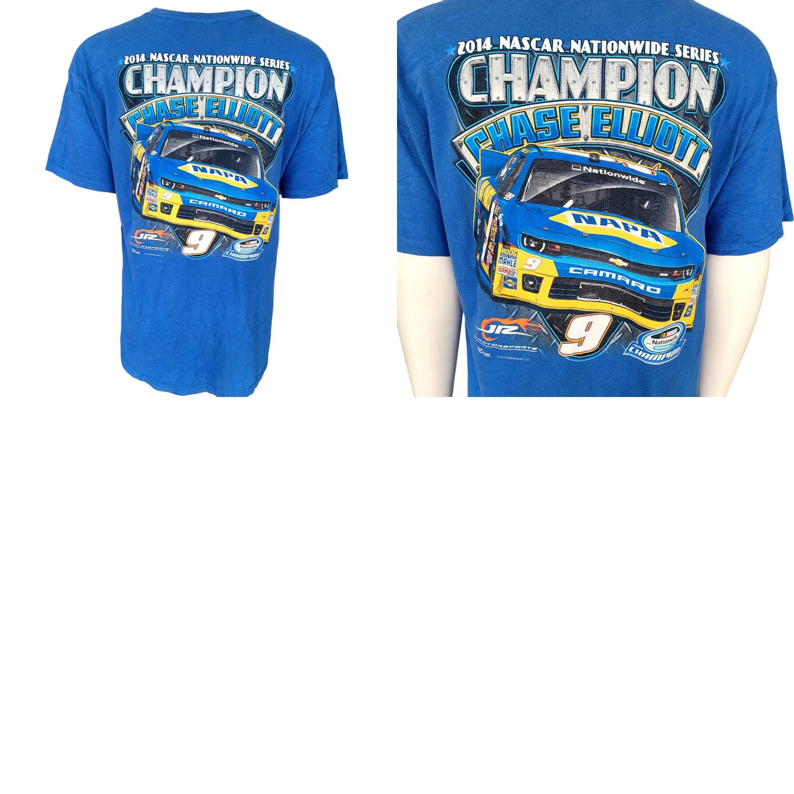 Chase Authentics Chase Authentics NASCAR Chase Elliott 2014 Nationwide Champion T-Shirt XL Blue Graphic Print Vintage Unisex Adults Short Sleeve Crew Neck Regular - Size US XL / EU 56 / 4 - 8 Thumbnail