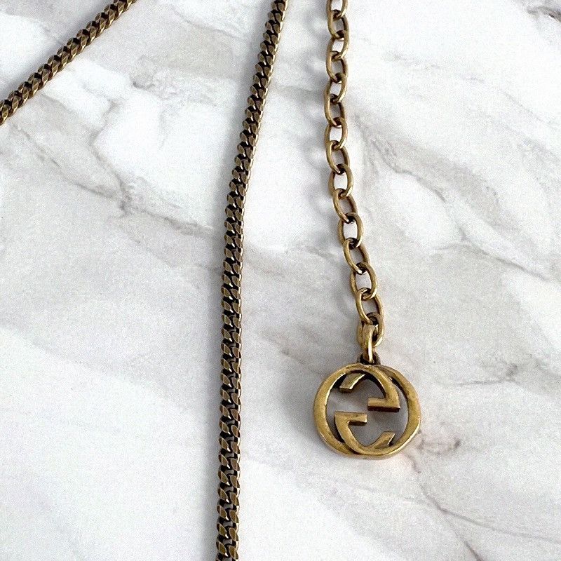 Gucci Gucci Gold Metal Necklace with Loved Pendant Multicolor Size ONE SIZE - 10 Thumbnail