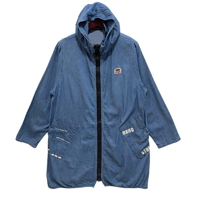 Japanese Brand × Vintage Vintage Drug Store Zipper Trench Coat Denim Jacket Size US L / EU 52-54 / 3 - 1 Thumbnail
