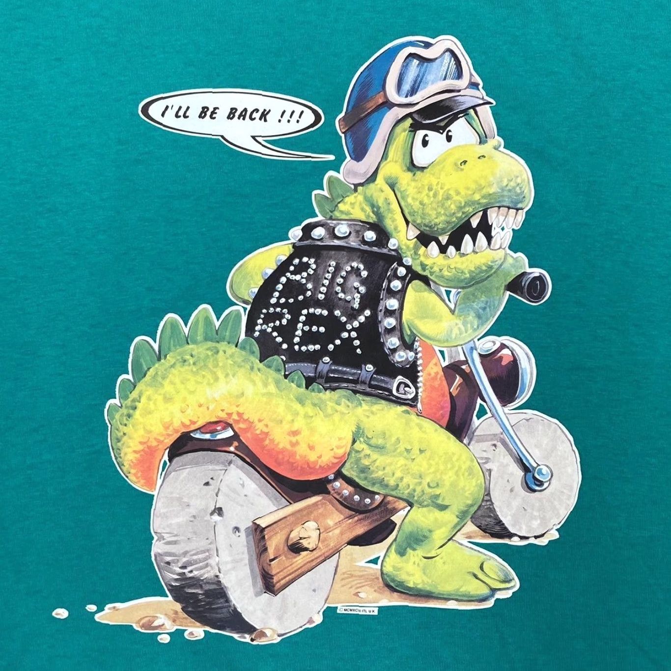 Vintage VINTAGE Screen Stars Big Rex I’ll Be Back Dinosaur Biker Single Stitch T-Shirt S Mens Turquoise 1993 90s Graphic Cartoon Print Size US S / EU 44-46 / 1 - 3 Thumbnail