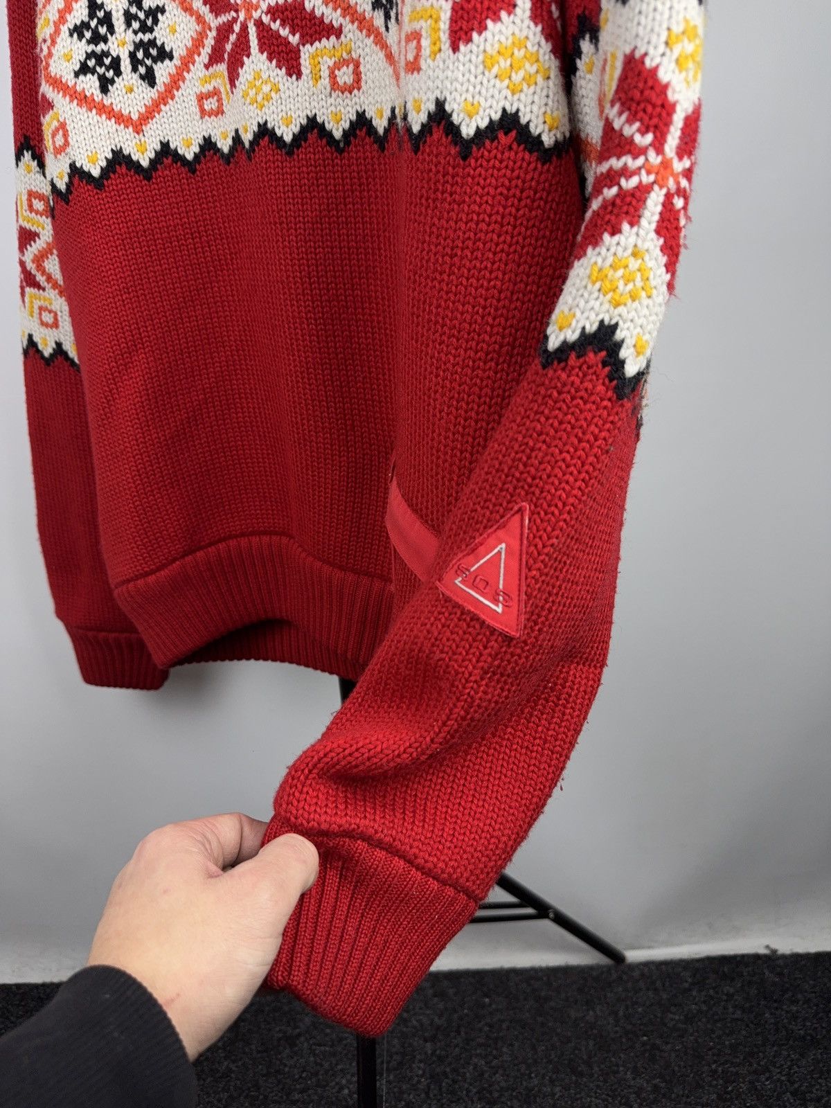 Vintage 00s Retro Rescue SOS Nordic Wool Zip Ski Sweater Red Size US XL / EU 56 / 4 - 4 Thumbnail