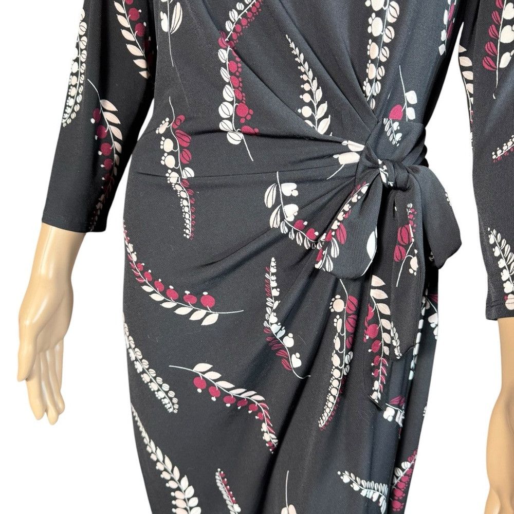 Ann Taylor Ann Taylor Black Floral Print 3/4 Sleeve Side Tie Dress Siz Size S / US 4 / IT 40 - 4 Thumbnail