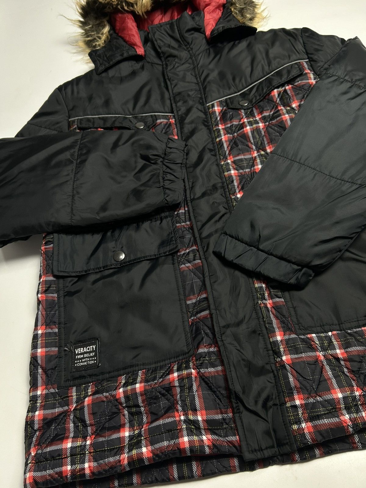 Japanese Brand GOOD DAY FAUX FUR HOODIE MULTI POCKET JACKET Size US S / EU 44-46 / 1 - 2 Thumbnail