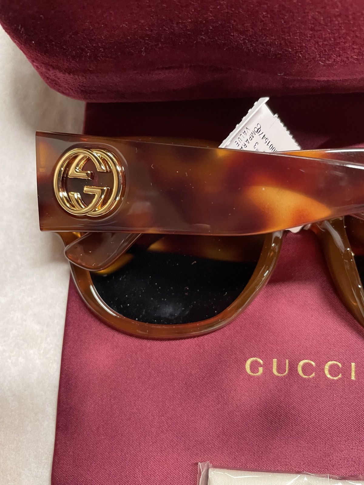 Gucci Gucci GG0142SA 002 Havana/Green Lens Optyl Sunglasses Size ONE SIZE - 5 Thumbnail