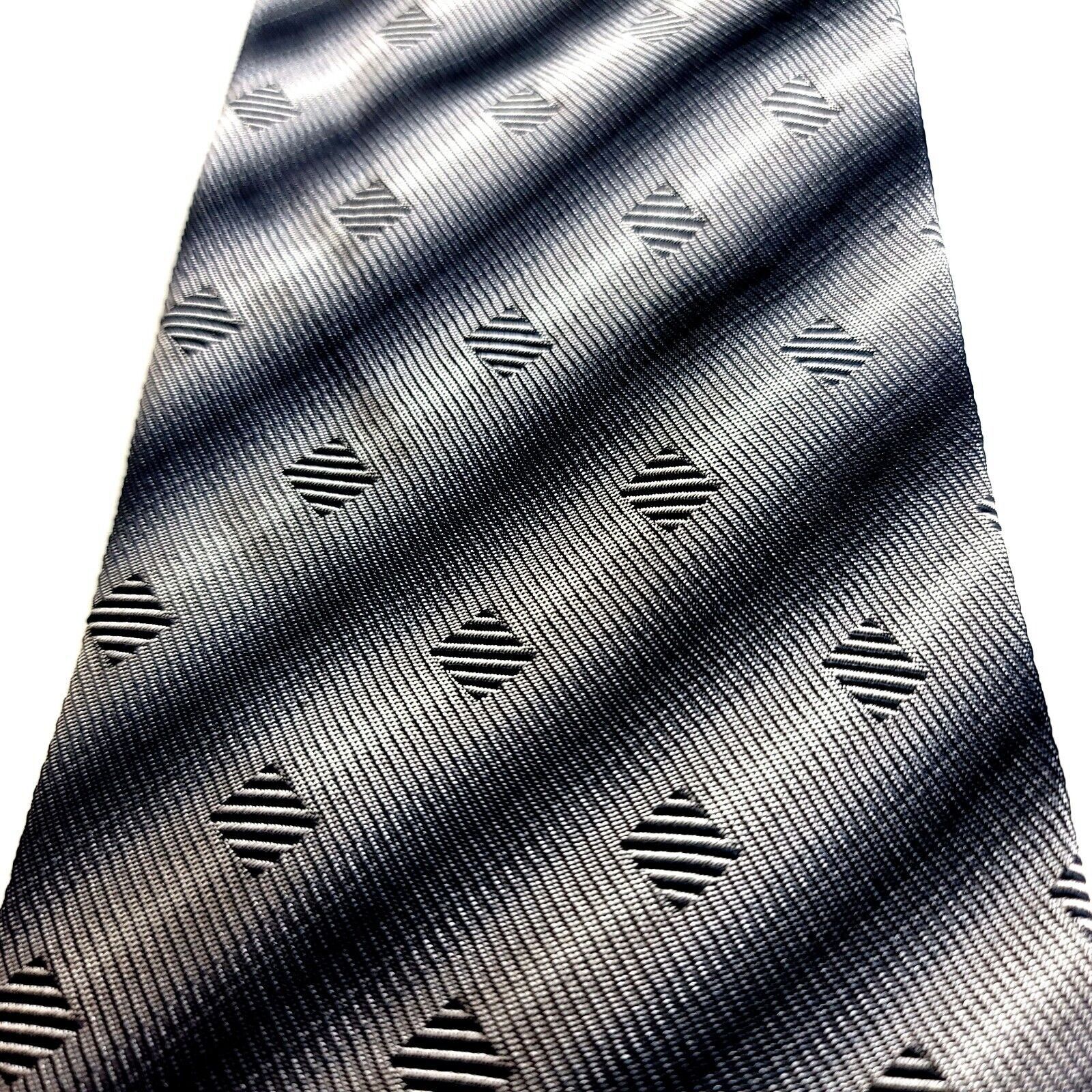 Designer Pavone Italy Gray Silver Woven Geometric Striped Wide Silk T Size ONE SIZE - 2 Thumbnail