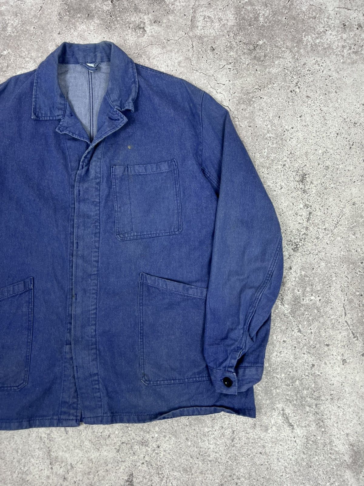 Other Vintage French Worker Work Jacket Cotton Blue Size US XL / EU 56 / 4 - 3 Thumbnail