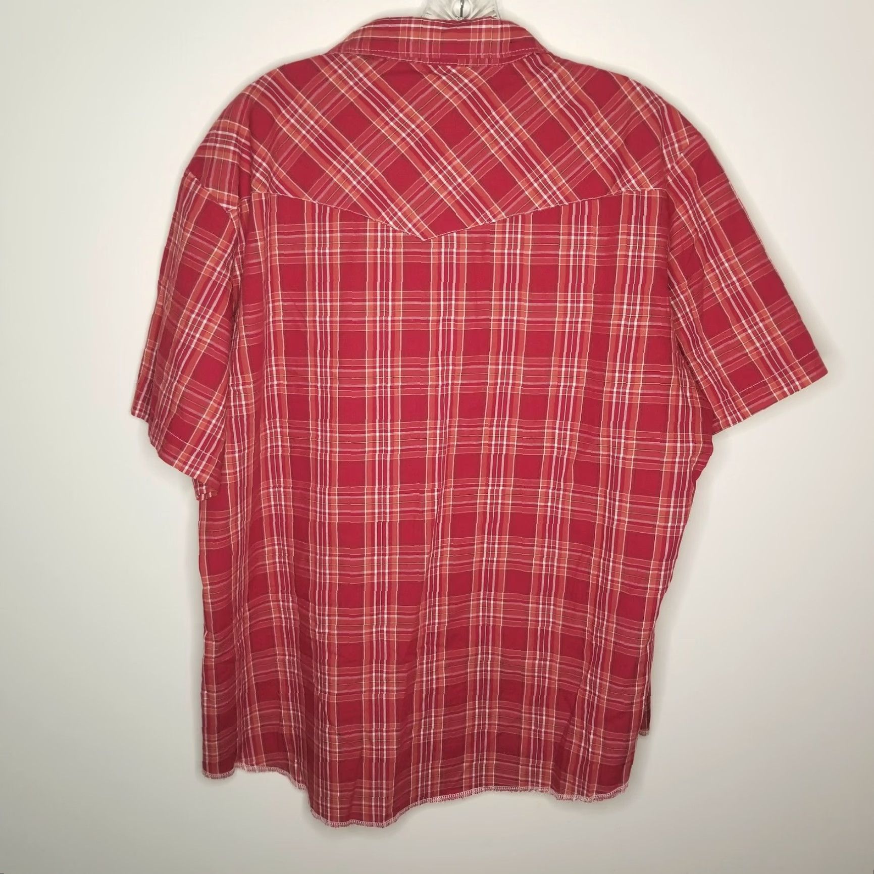 Wrangler VINTAGE Wrangler Western Shirt Red Orange Plaid Short Sleeve Button-Up Adult XL Mens Size US XL / EU 56 / 4 - 4 Thumbnail
