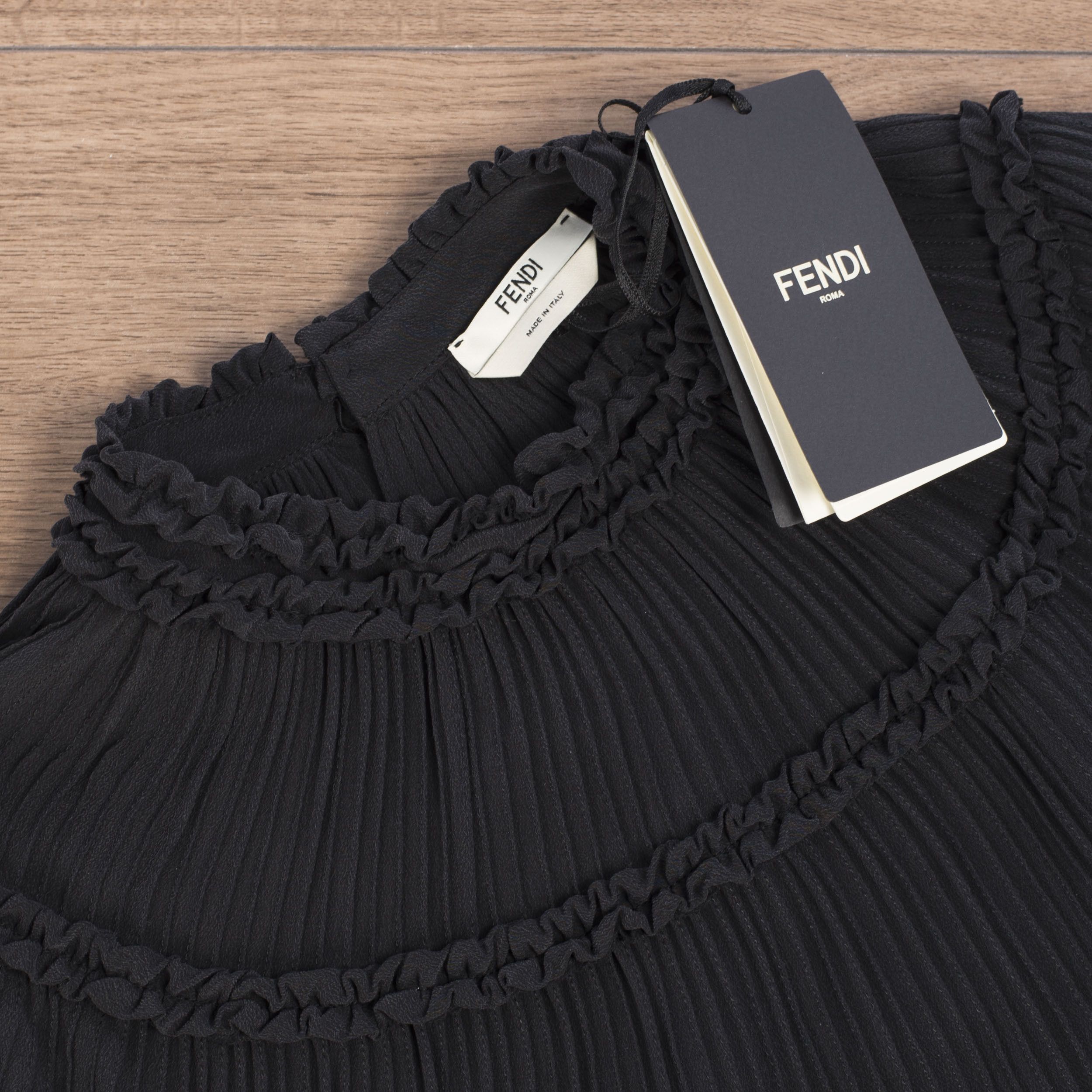 Fendi Crêpe De Chine Dress With Ruffles In Black Silk Size M / US 6-8 / IT 42-44 - 9 Thumbnail