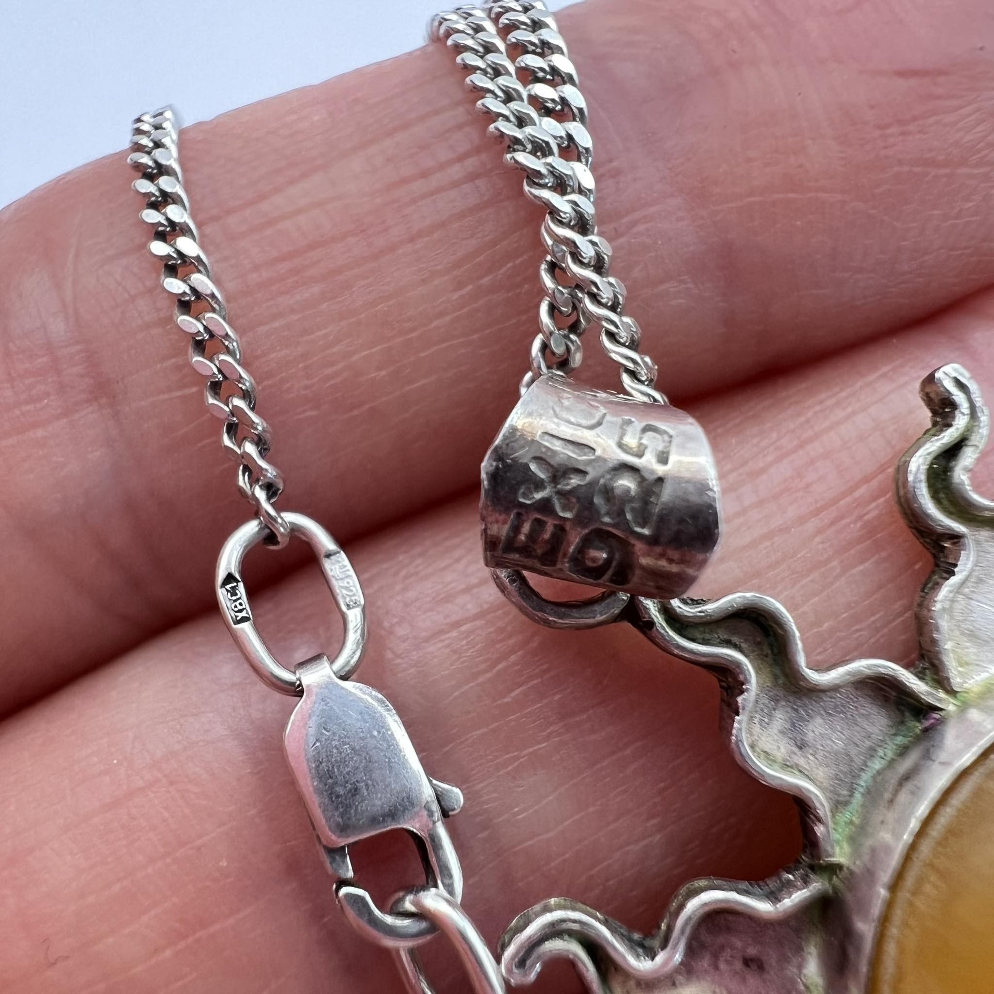 Jewelry Vintage Sterling Silver 925 Necklace Pendant Sun Amber Size ONE SIZE - 5 Thumbnail