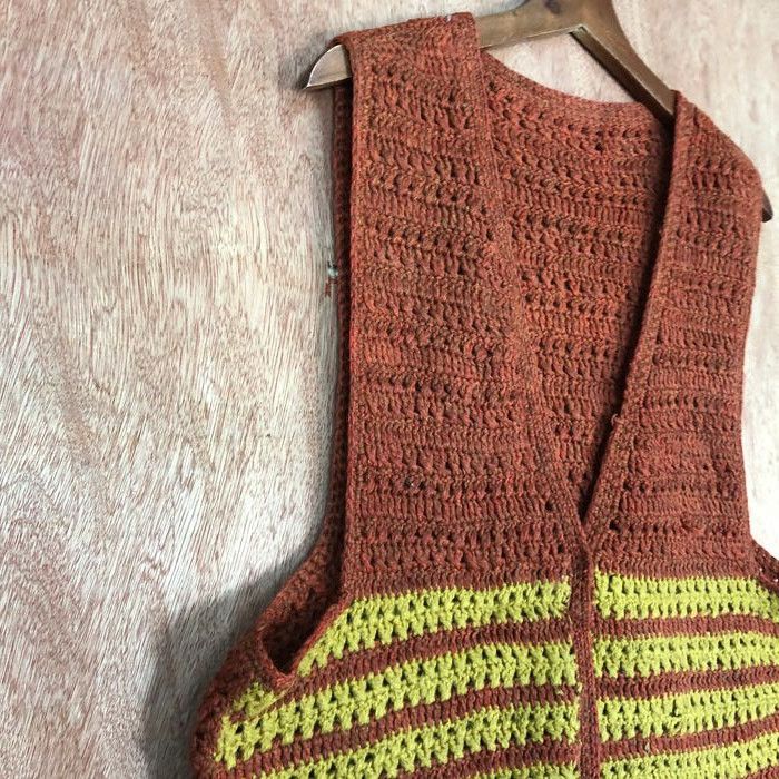 Aran Isles Knitwear Japan Brand Brown crochet vintage cardigan Vest #c451DLL Size M / US 6-8 / IT 42-44 - 3 Thumbnail