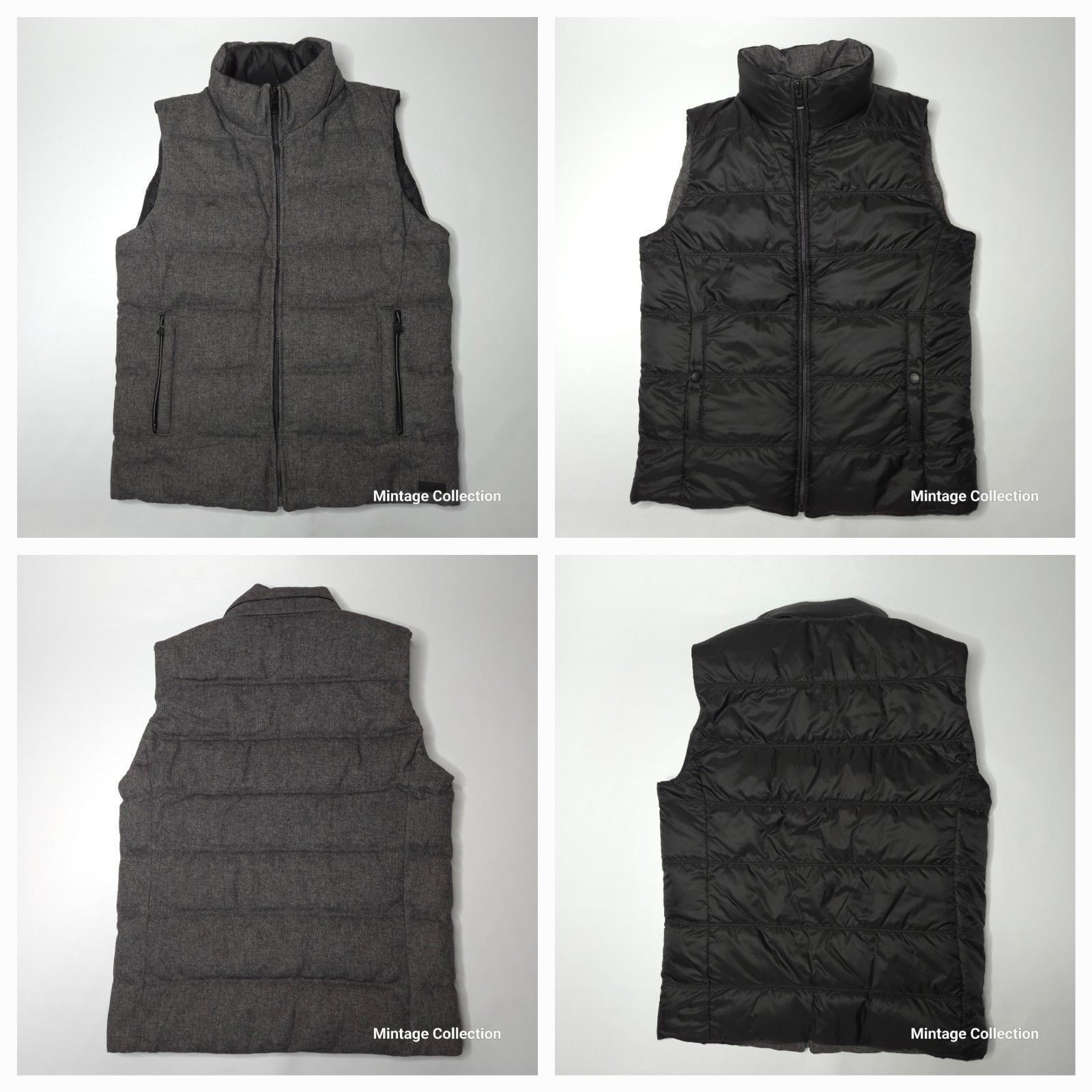 Hugo Boss Darnom2 Grey Black Wool Reversible Down Vest 38R