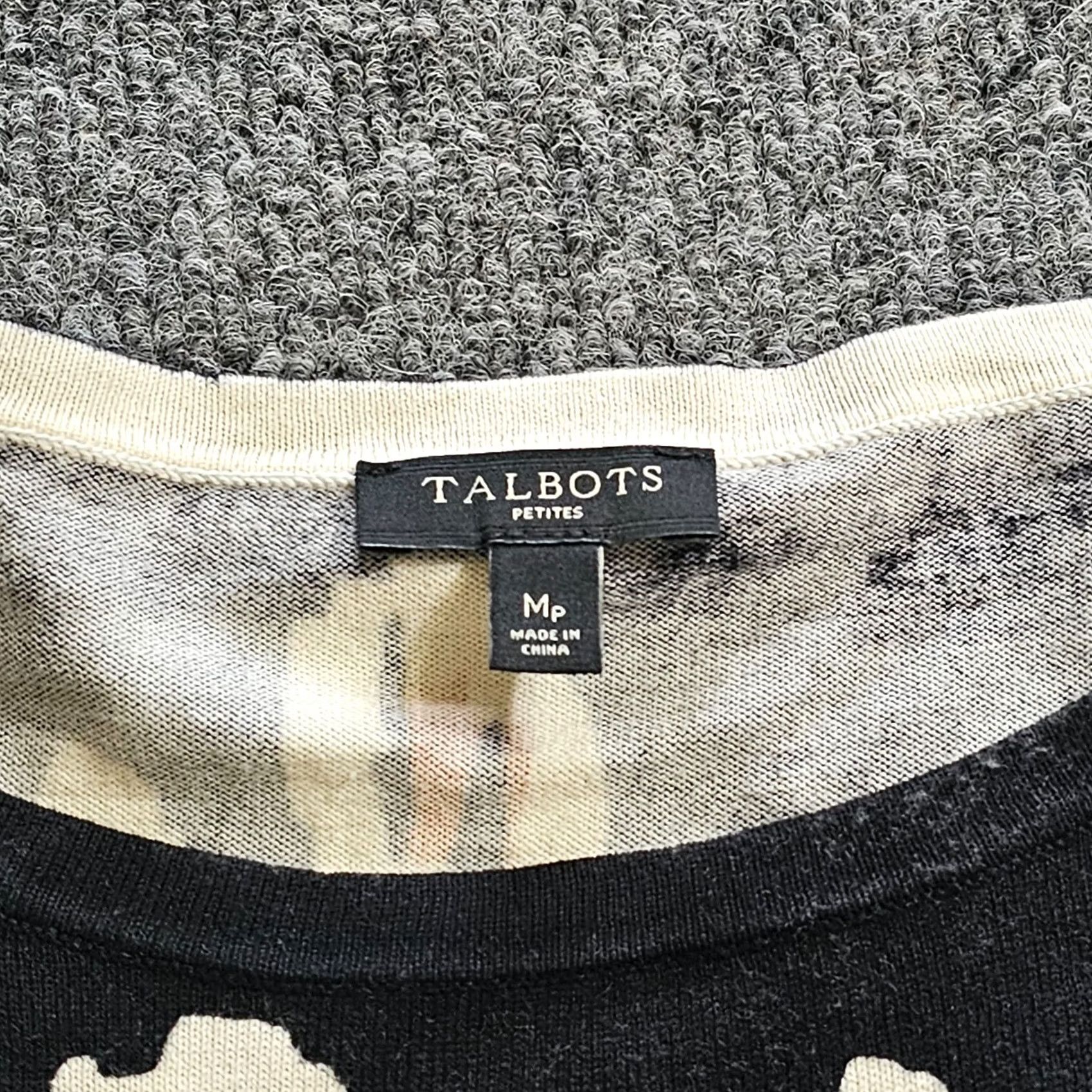 Talbots Talbots Sweater Top Women Petite Medium Black Leopard 3/4 Sleeve Pullover Knit Lightweight Career Block Color Black Womens Size M / US 6-8 / IT 42-44 - 3 Thumbnail