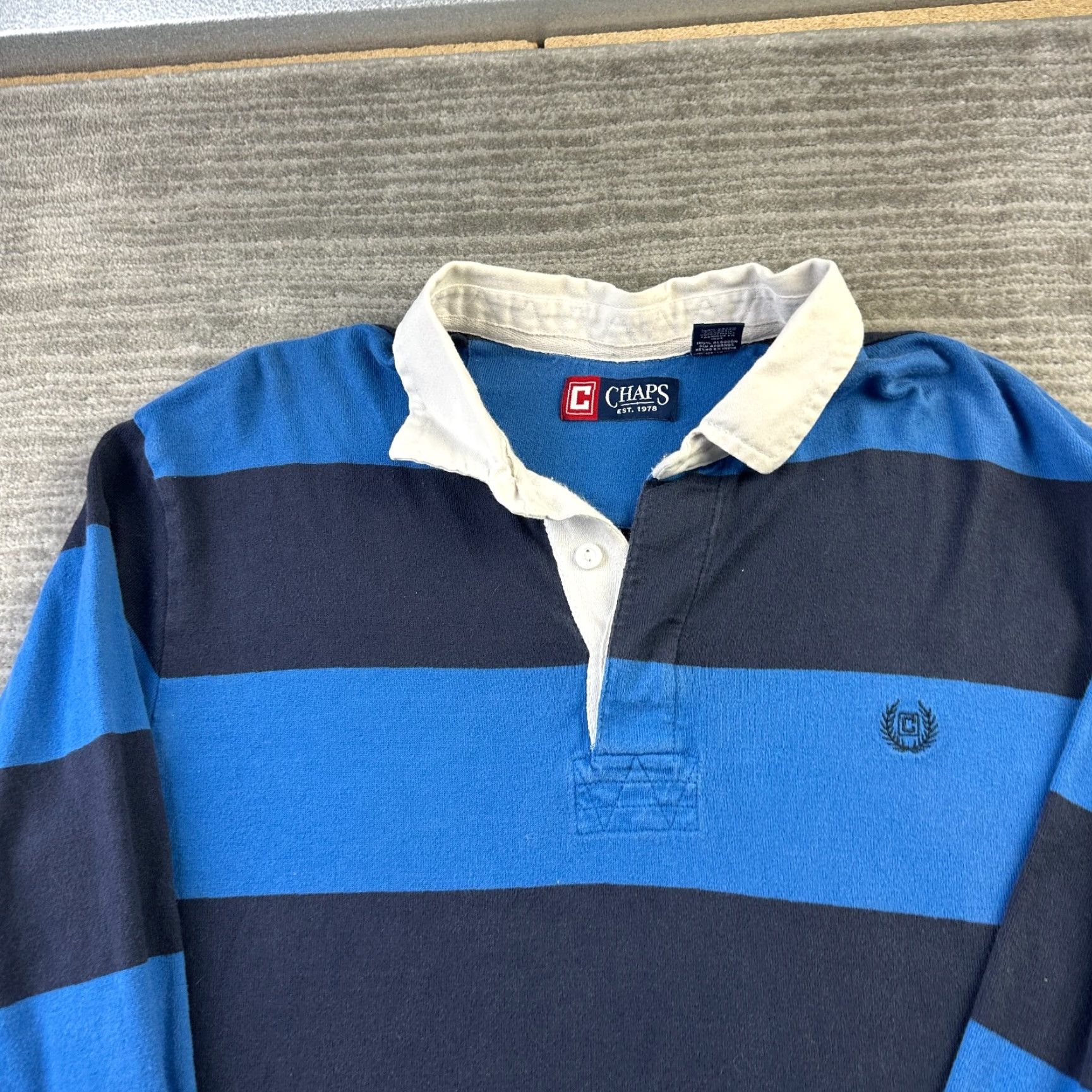 Chaps Chaps Rugby Shirt Mens Large Blue Orange Long Sleeve Polo Preppy Y2K Crest Size US XXL / EU 58 / 5 - 3 Thumbnail
