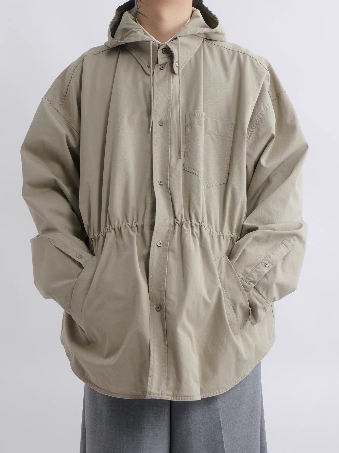 Balenciaga Balenciaga Demna 2021 UNIFIT Hooded Shirt Jacket Khaki S Size US S / EU 44-46 / 1 - 1 Thumbnail