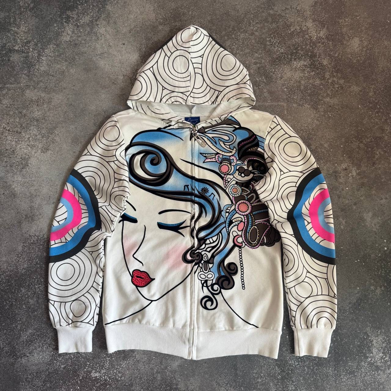20471120 × Vintage Glamour Girl Printed Vintage Y2K Zip Hoodie Size S / US 4 / IT 40 - 1 Thumbnail