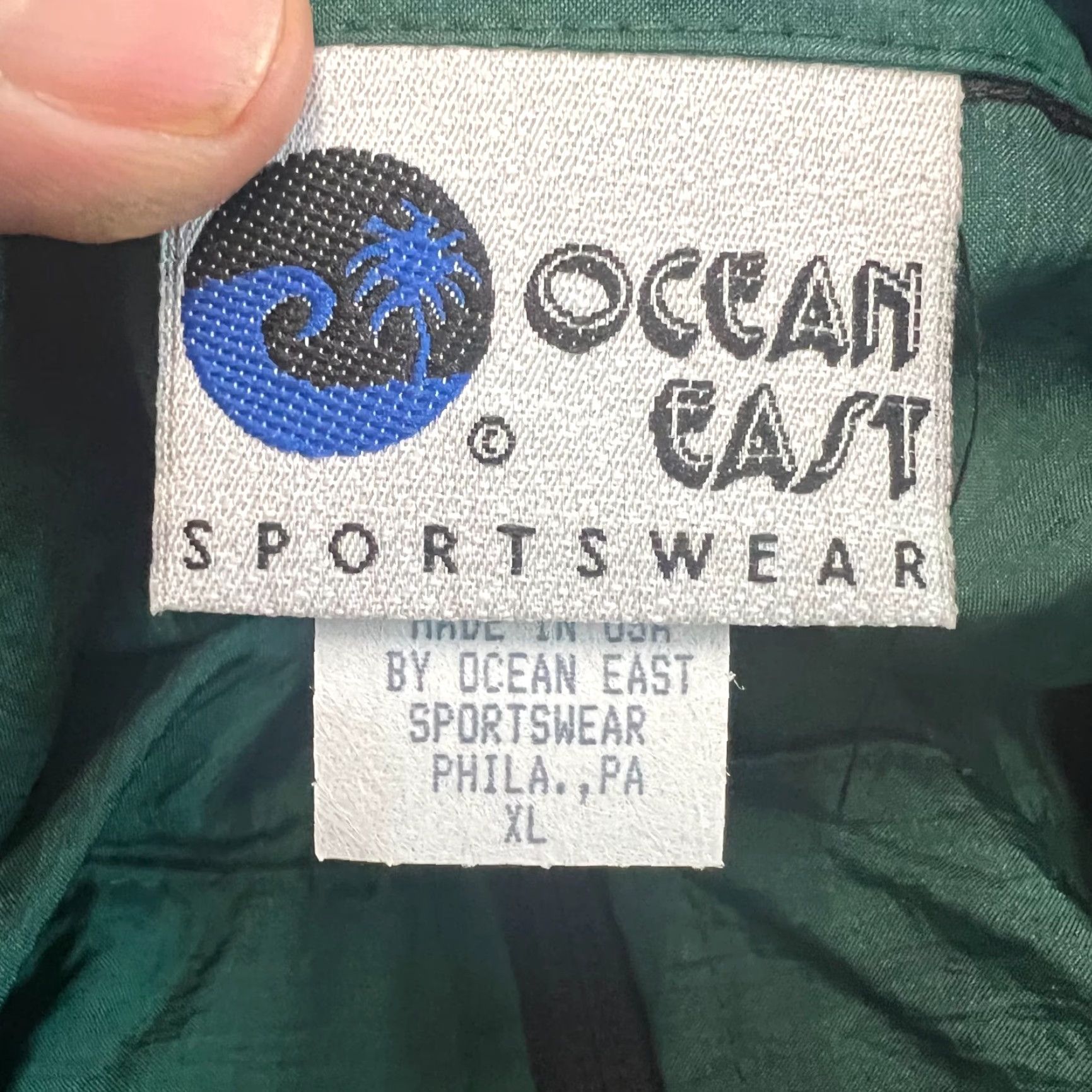 Vintage Ocean East Windbreaker Jacket Mens XL Green - 100% Nylon, Solid, Zip, Full Zip, Pockets, Stand-Up Collar, Casual Travel, Outdoor Theme, USA Made Size US XL / EU 56 / 4 - 5 Thumbnail