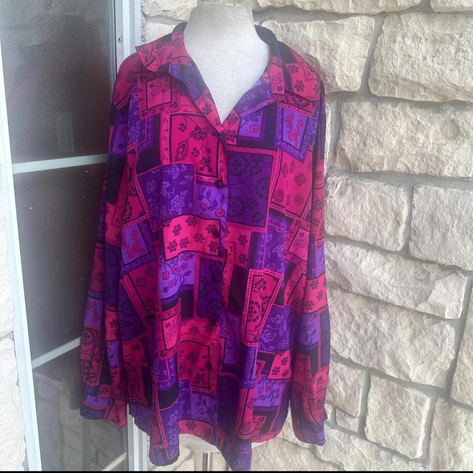 Other Liz Baker vintage floral blouse with button down collar Size 3XL / US 20-22 - 1 Thumbnail