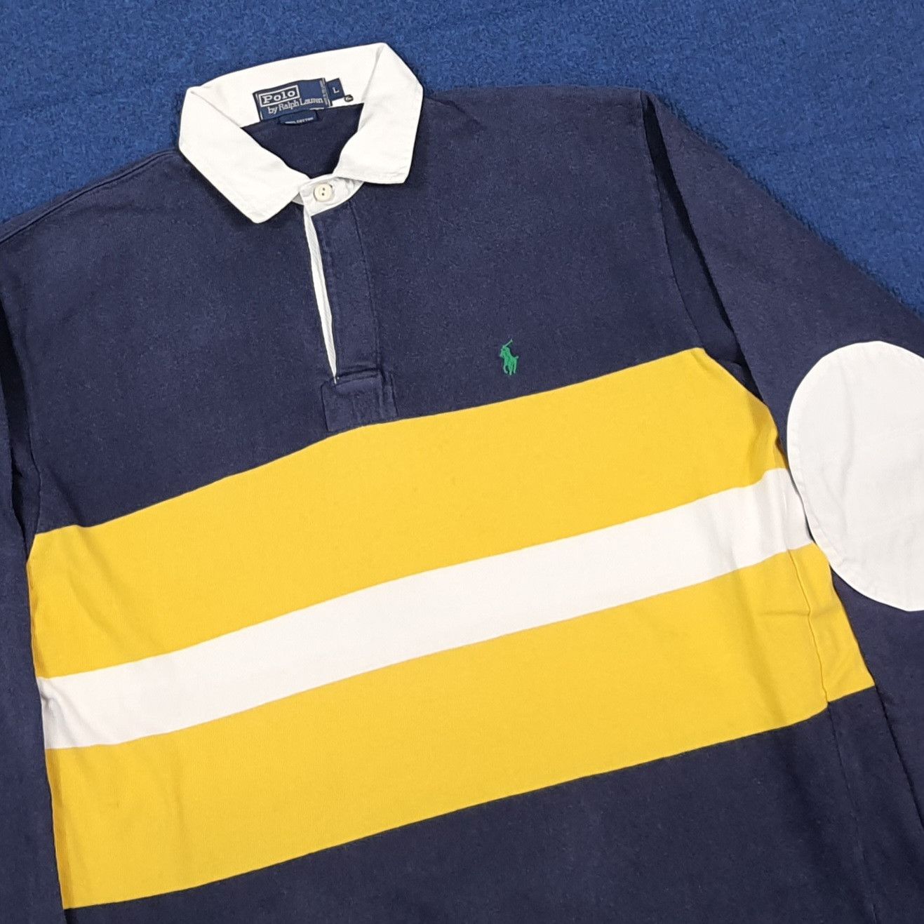 Polo Ralph Lauren Vintage Ralph Lauren Striped Rugby Polo Sweatshirt E1N17 Size US L / EU 52-54 / 3 - 2 Thumbnail