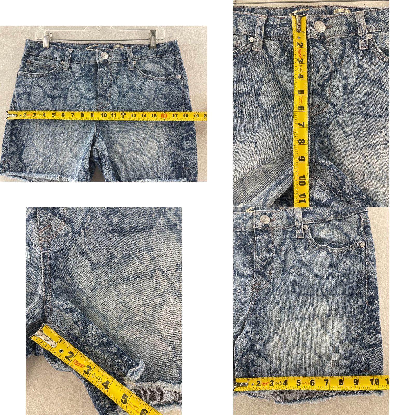7 For All Mankind Seven for All Mankind Cut Off Jean Shorts Womens 8 Blue Snakeskin Print Casual Bohemian Size 30" / US 8 / IT 44 - 8 Thumbnail