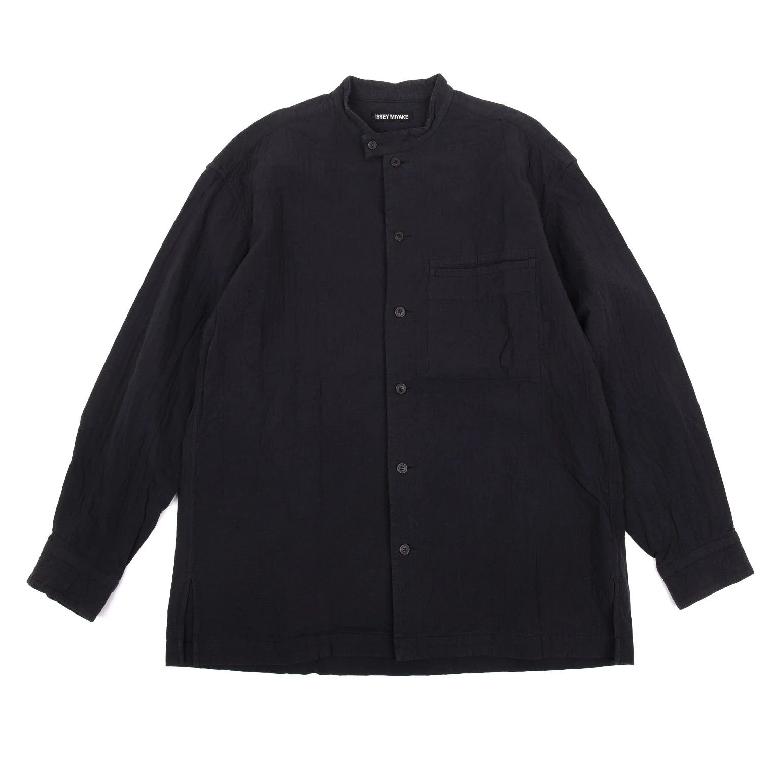 Issey Miyake Cotton Mao Collar Shirt in Navy, Size 3 Size US L / EU 52-54 / 3 - 1 Thumbnail