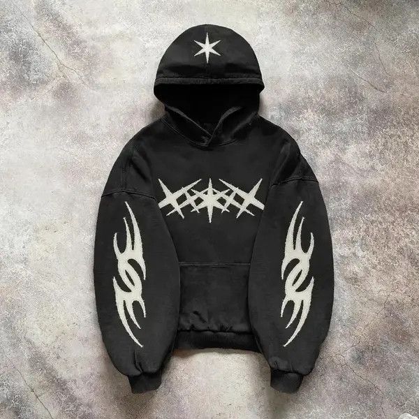 VIBE Custom Star Patchwork Oversized Pullover Hoodies Size US XL / EU 56 / 4 - 5 Thumbnail