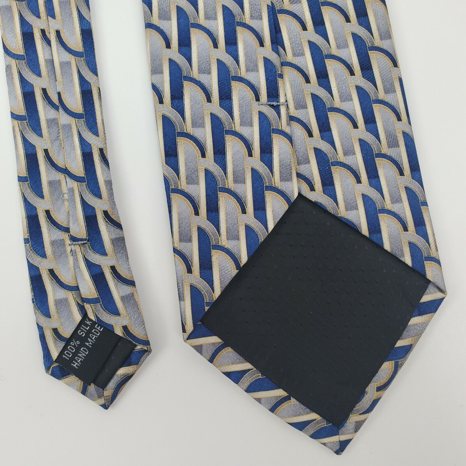 Pierre Cardin Pierre Cardin Blue SIlver Silk Geometric Tie Classic Size ONE SIZE - 5 Thumbnail