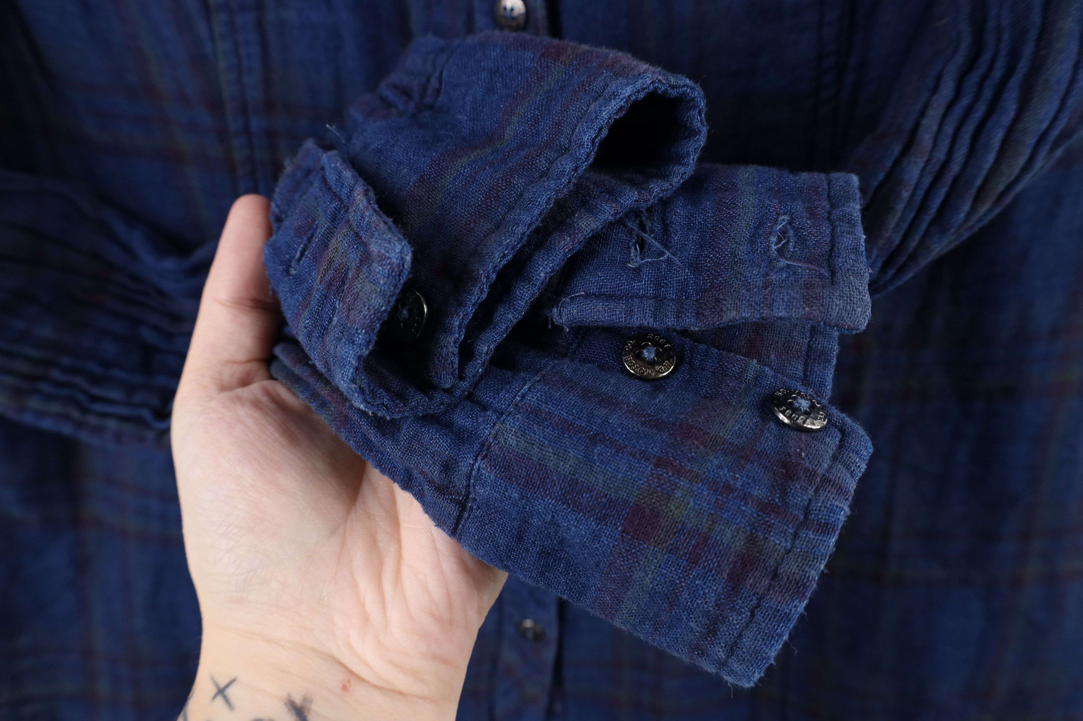 Harley Davidson × Vintage Vintage Harley Davidson Western Flannel Button Shirt Plaid Size L / US 10 / IT 46 - 9 Thumbnail