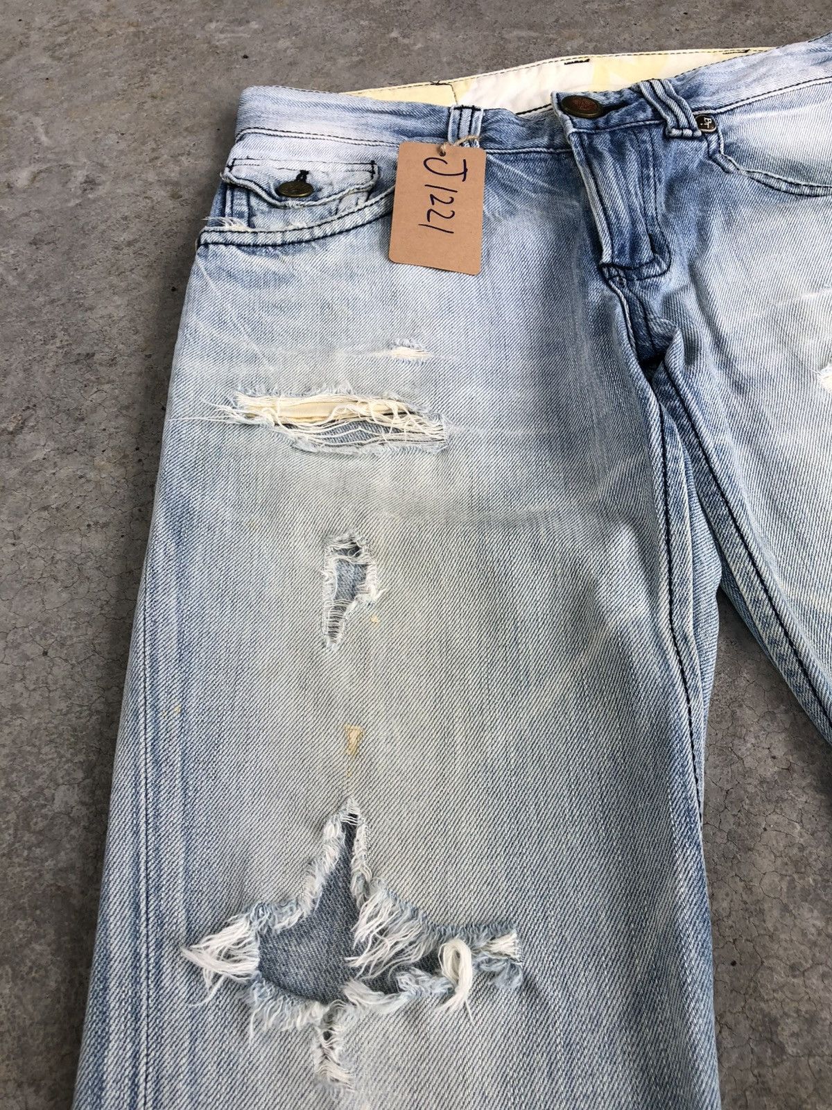 Who Decides War Japanese Edwin Blue Trip Flared Jeans Mud Wash Distressed Size US 32 / EU 48 - 13 Thumbnail
