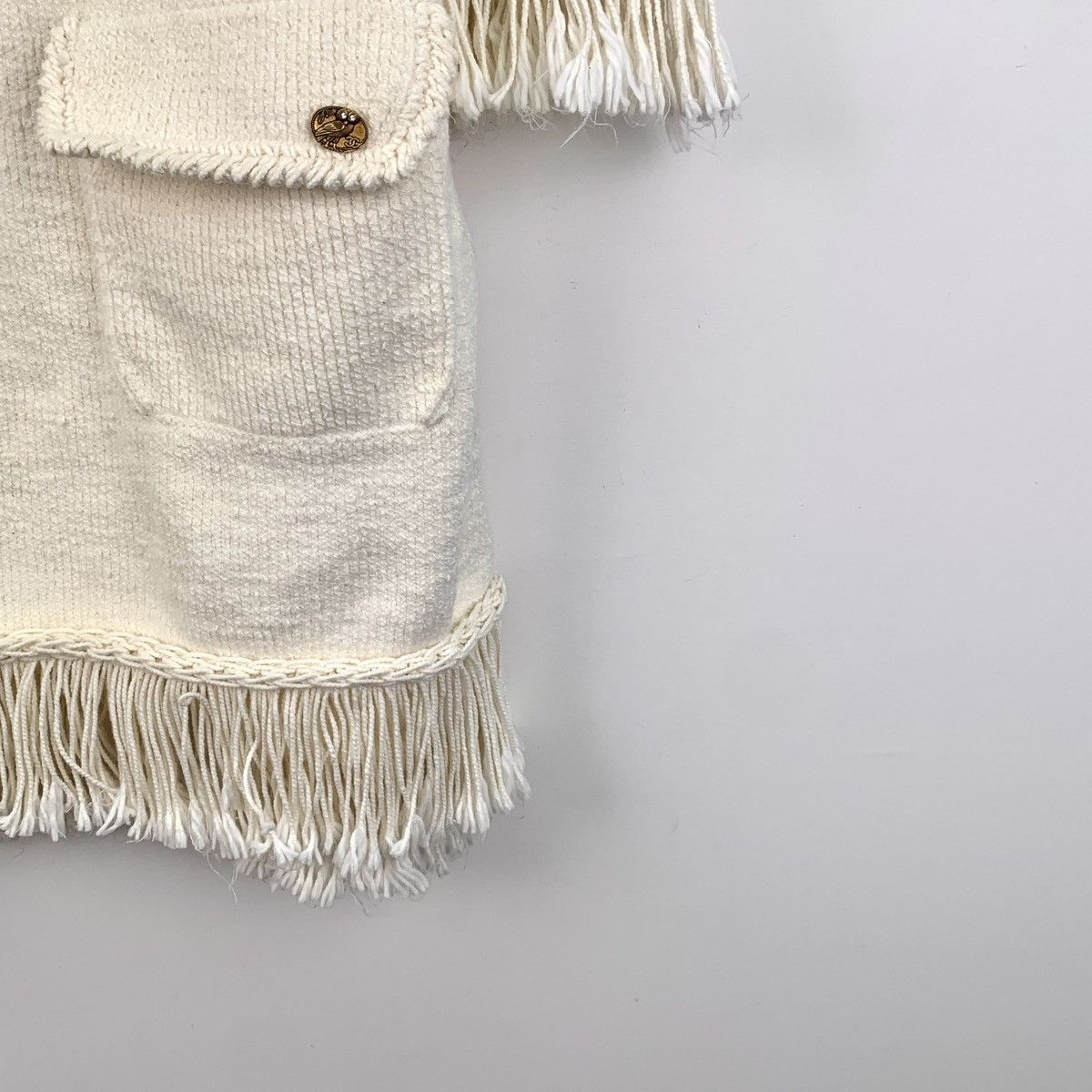 Chanel Chanel Beige Cotton V-Neck Long Sleeve Tassel Knit Dress Size M / US 6-8 / IT 42-44 - 4 Thumbnail