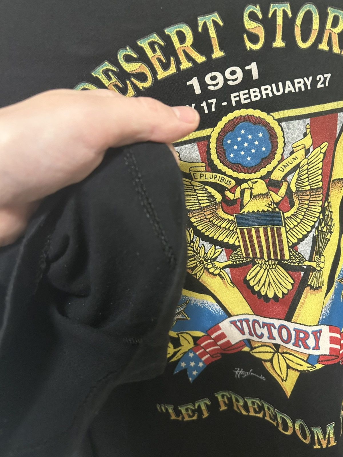 Vintage 90s Army Desert Storm USA Graphic Tee Size US XL / EU 56 / 4 - 3 Thumbnail