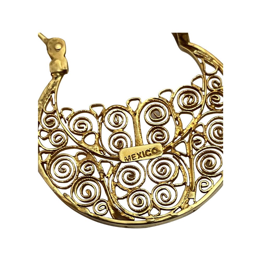 Designer 14 KT Gold Mexican Filigree Hoop Earrings Size ONE SIZE - 8 Thumbnail