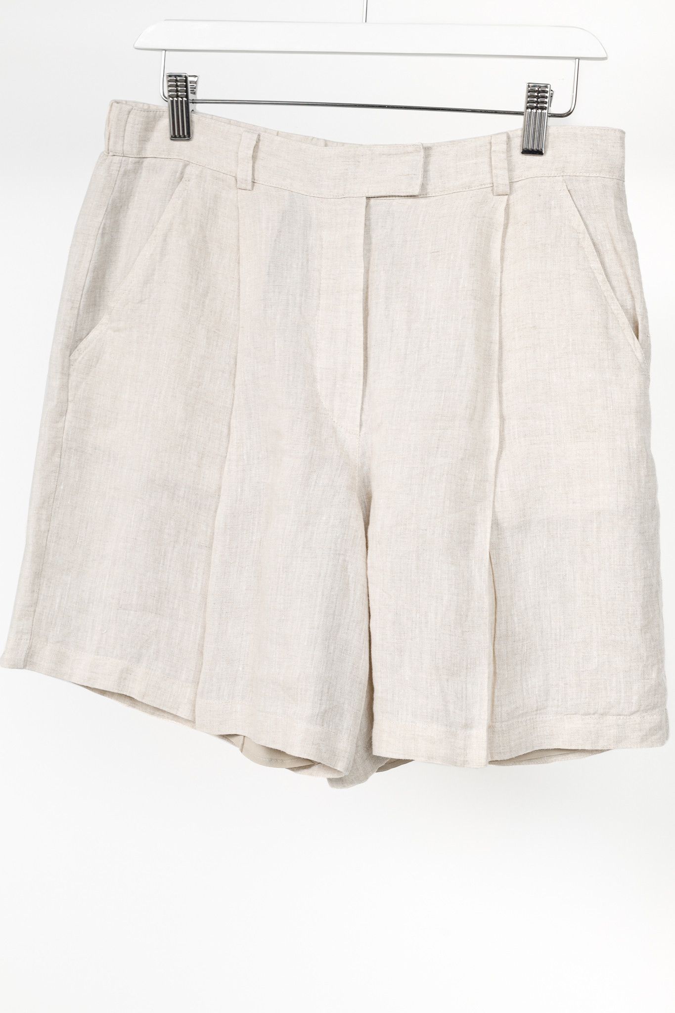 Brunello Cucinelli Brunello Cucinelli Beige Linen Pleat-Front Shorts Size 30" / US 8 / IT 44 - 3 Thumbnail