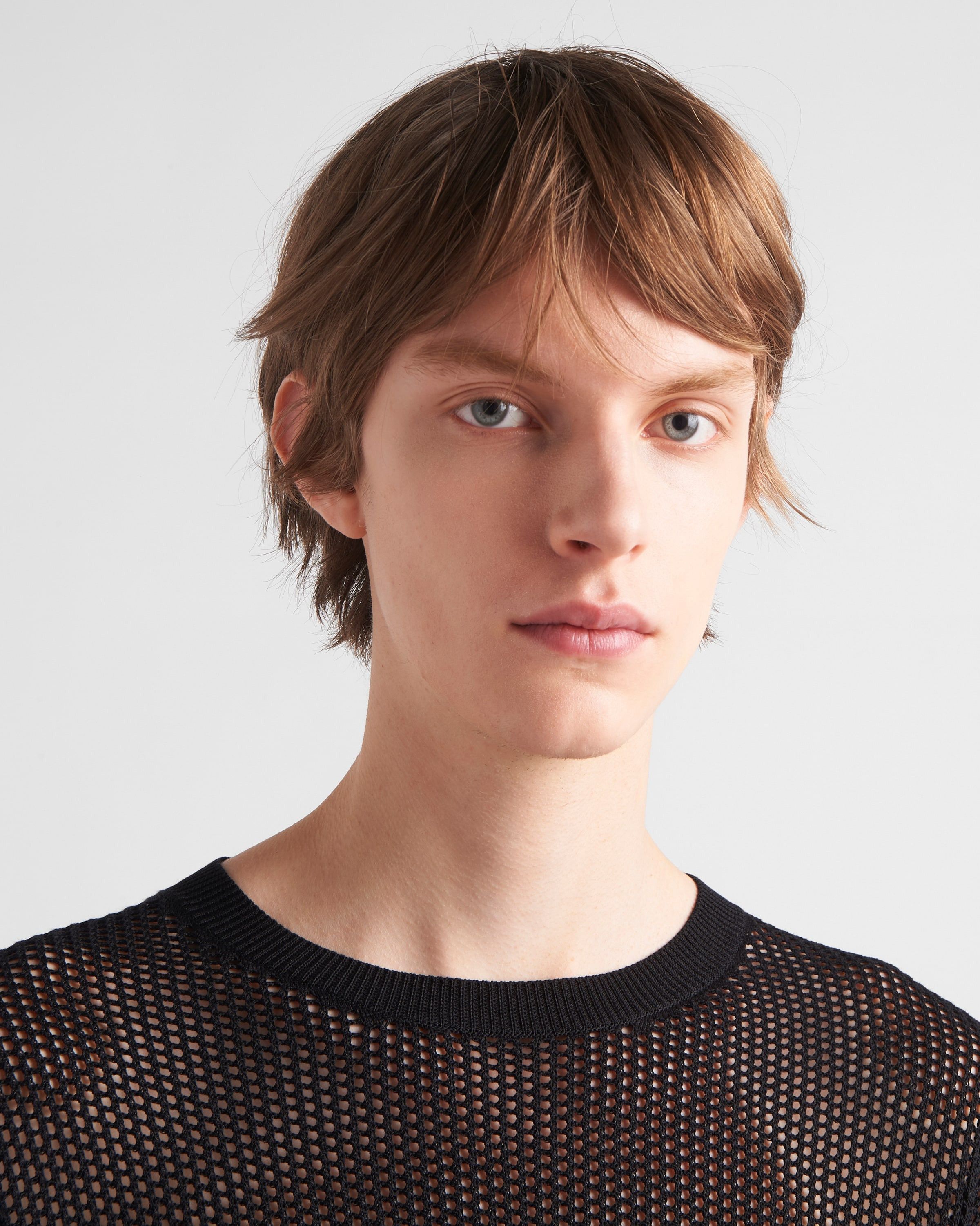 Prada o1bcso1str1025 Silk Cotton Crew-Neck Sweater in Black Size US L / EU 52-54 / 3 - 3 Thumbnail