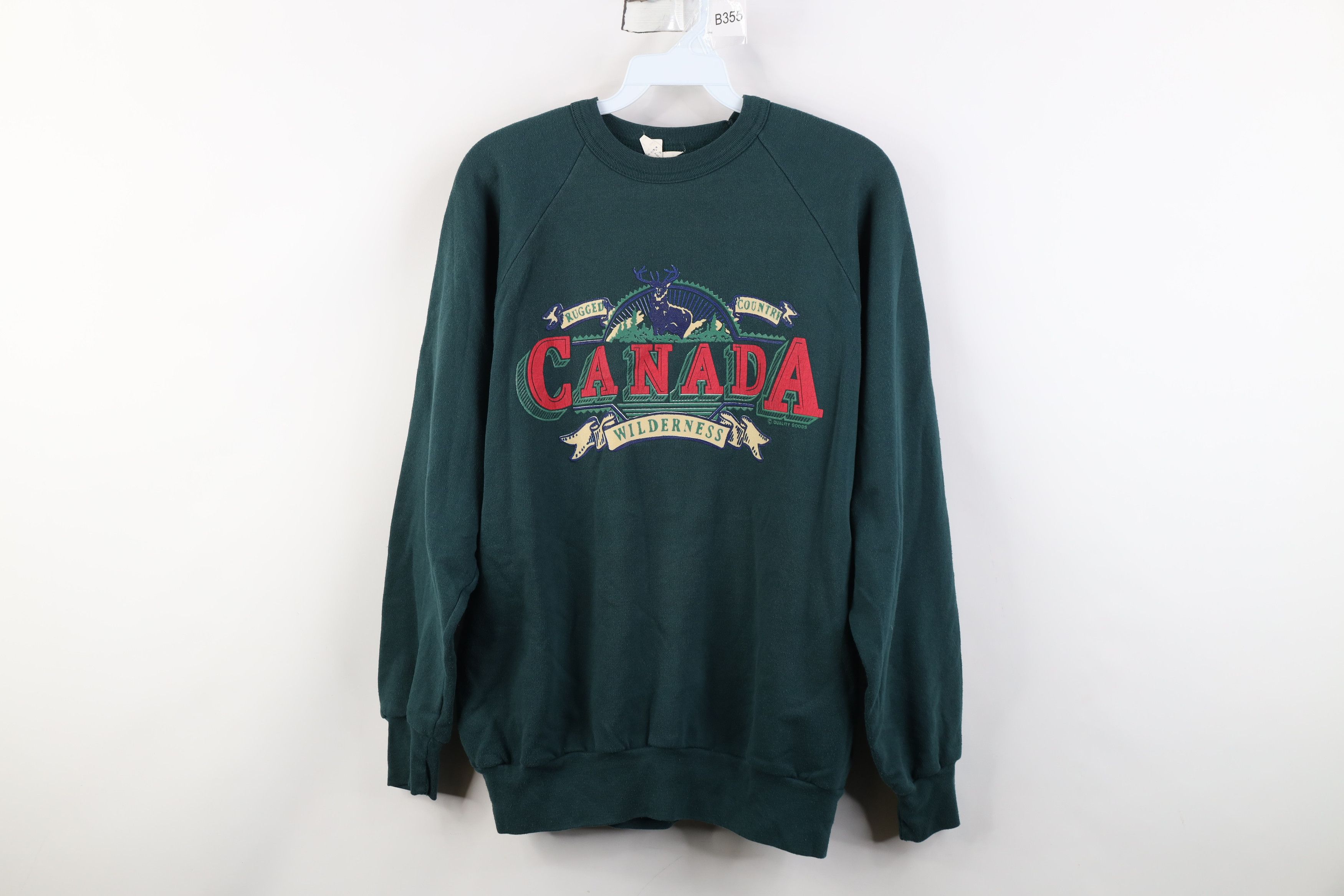 Vintage Vintage 90s Streetwear Canada Wilderness Sweatshirt Green Size L / US 10 / IT 46 - 1 Thumbnail