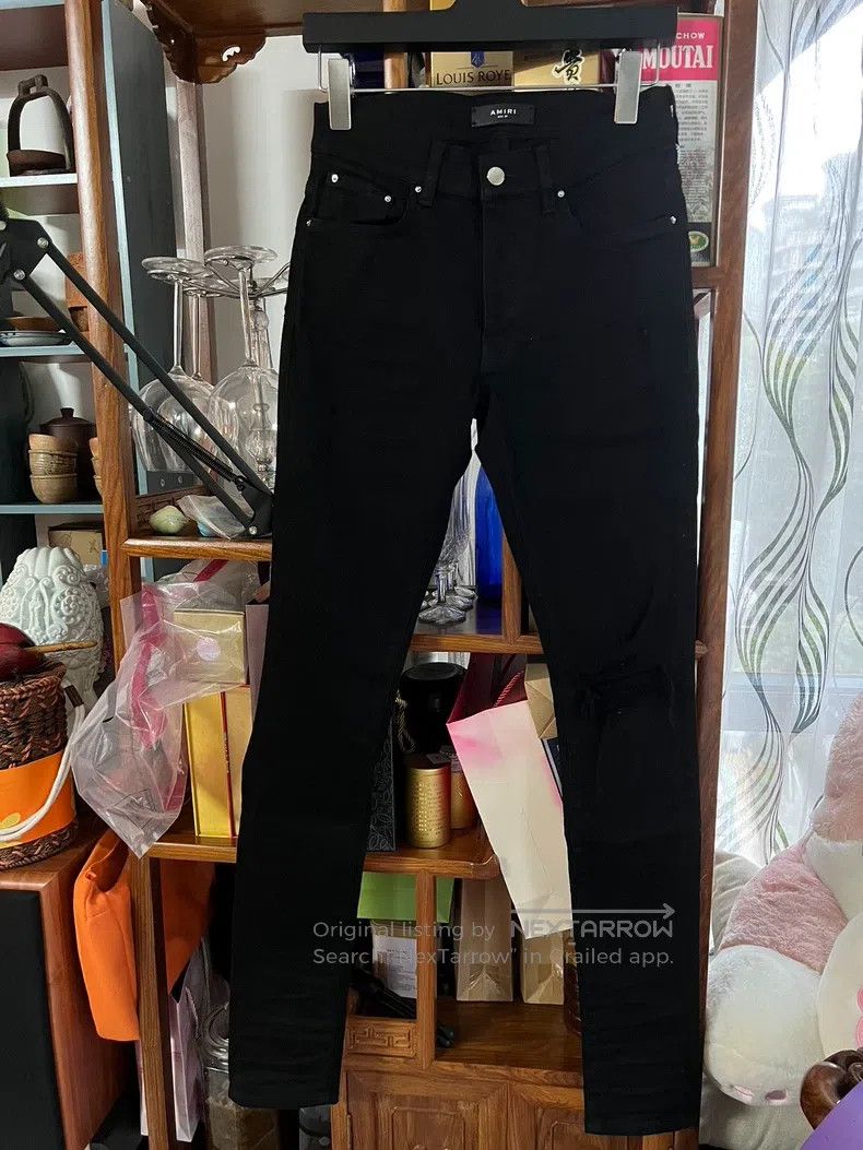 Amiri Amiri Size 29 Single-knee destroyed black destroyed jeans Size US 29 - 1 Thumbnail