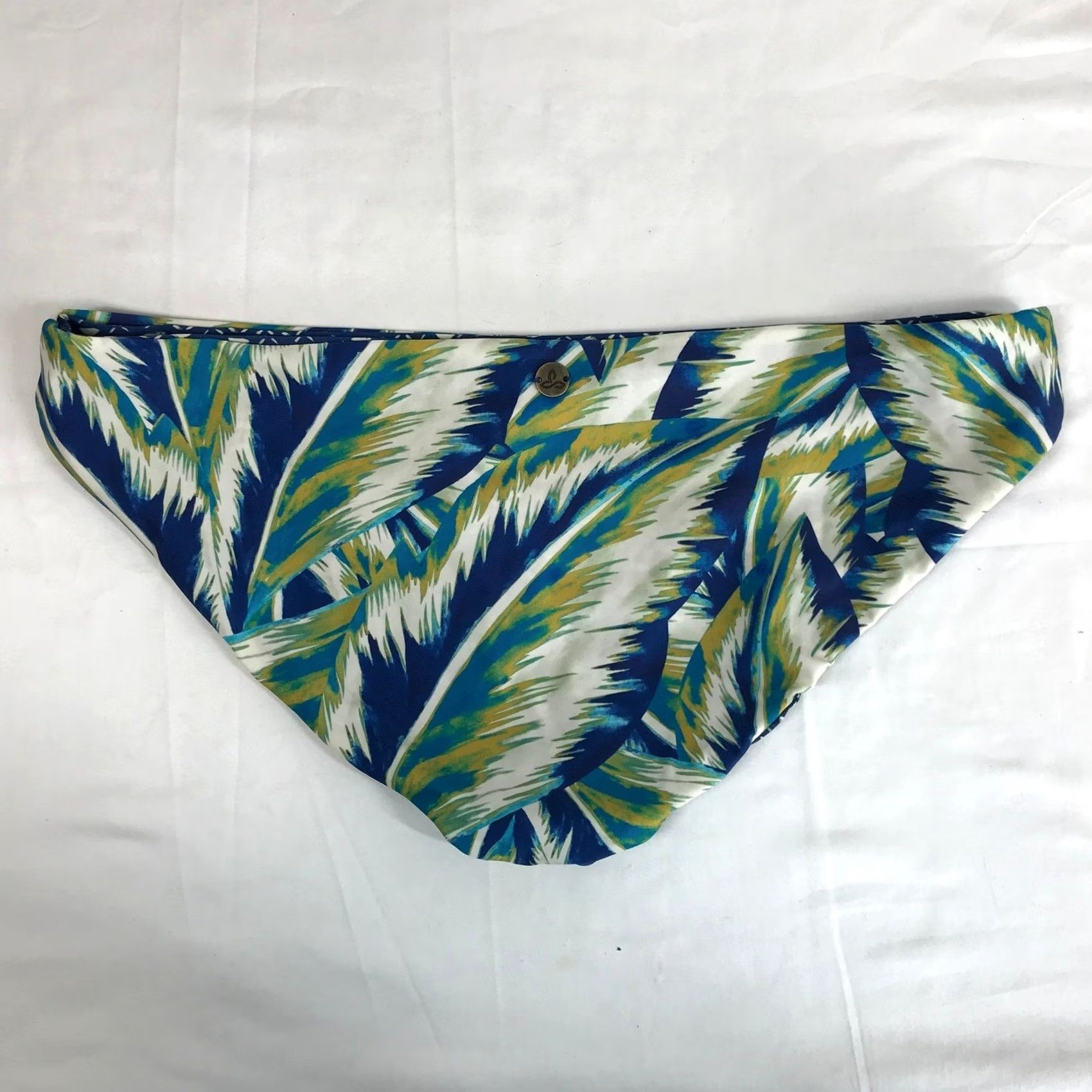 Prana VINTAGE prAna Breya Reversible Bikini Bottom Tropic Panama Blue Palm Leaf Large NWT Size 36" / US 14 / IT 50 - 4 Thumbnail