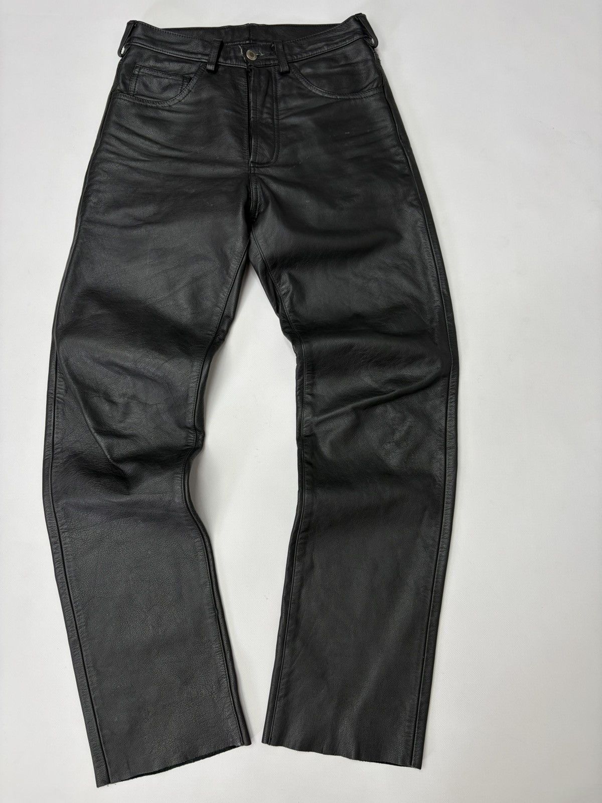 Hedi Slimane 🔥 Vintage Leather Pants 00s Italian Rock Noir Archive Grunge Size US 30 / EU 46 - 2 Thumbnail