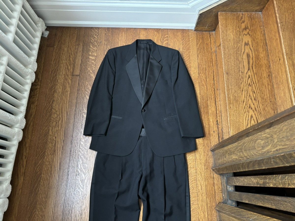 Vintage 90s Vintage Tuxedo 1990s 2-Piece Suit Set Black Tux Formal L Size 44R - 21 Thumbnail