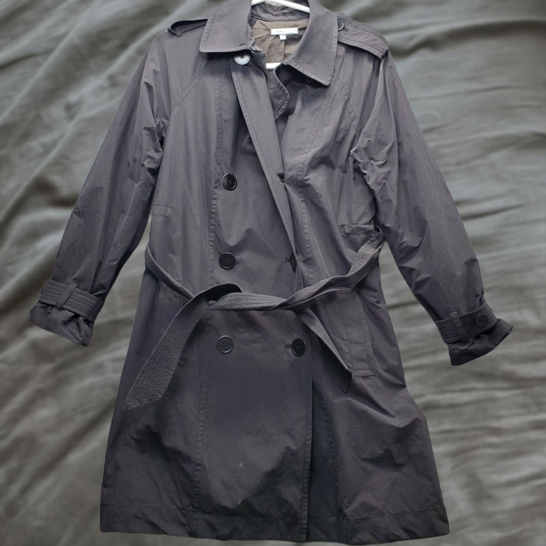 Vince Vince Trench Coat Womens XS Black Lined Double Breasted Collared Belted Waist Coat Size XS / US 0-2 / IT 36-38 - 1 Thumbnail