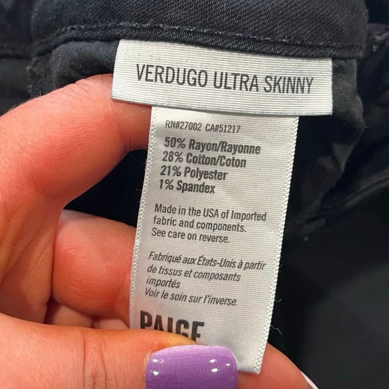 Paige Paige Verdugo Ultra Skinny Jeans Mid-Rise Black Size 28 Size 28" / US 6 / IT 42 - 9 Thumbnail