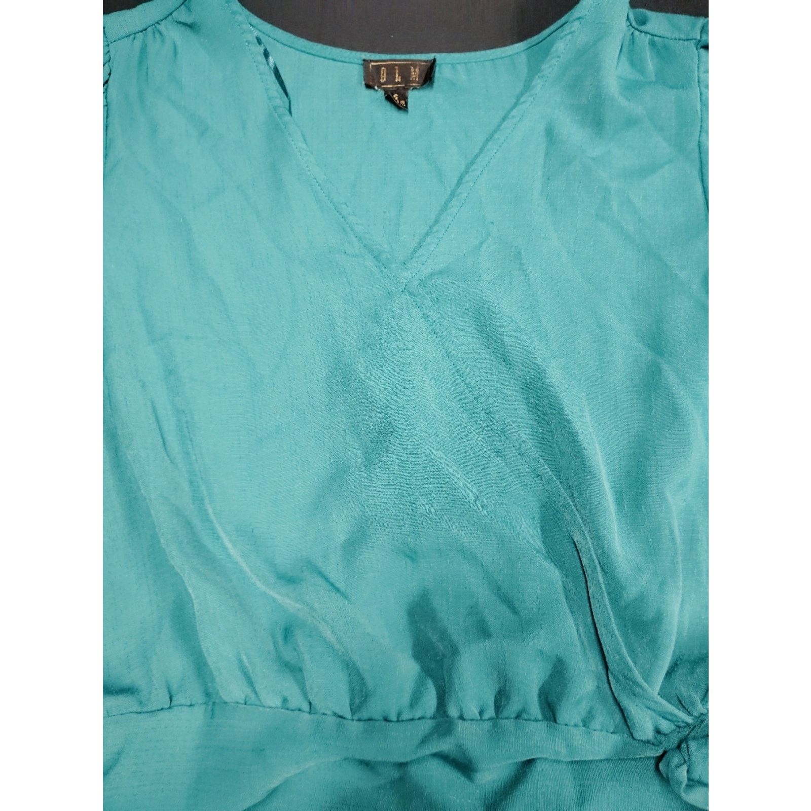 ODM Turquoise Wrap-Style Short Sleeve Crop Top Size S / US 4 / IT 40 - 2 Thumbnail