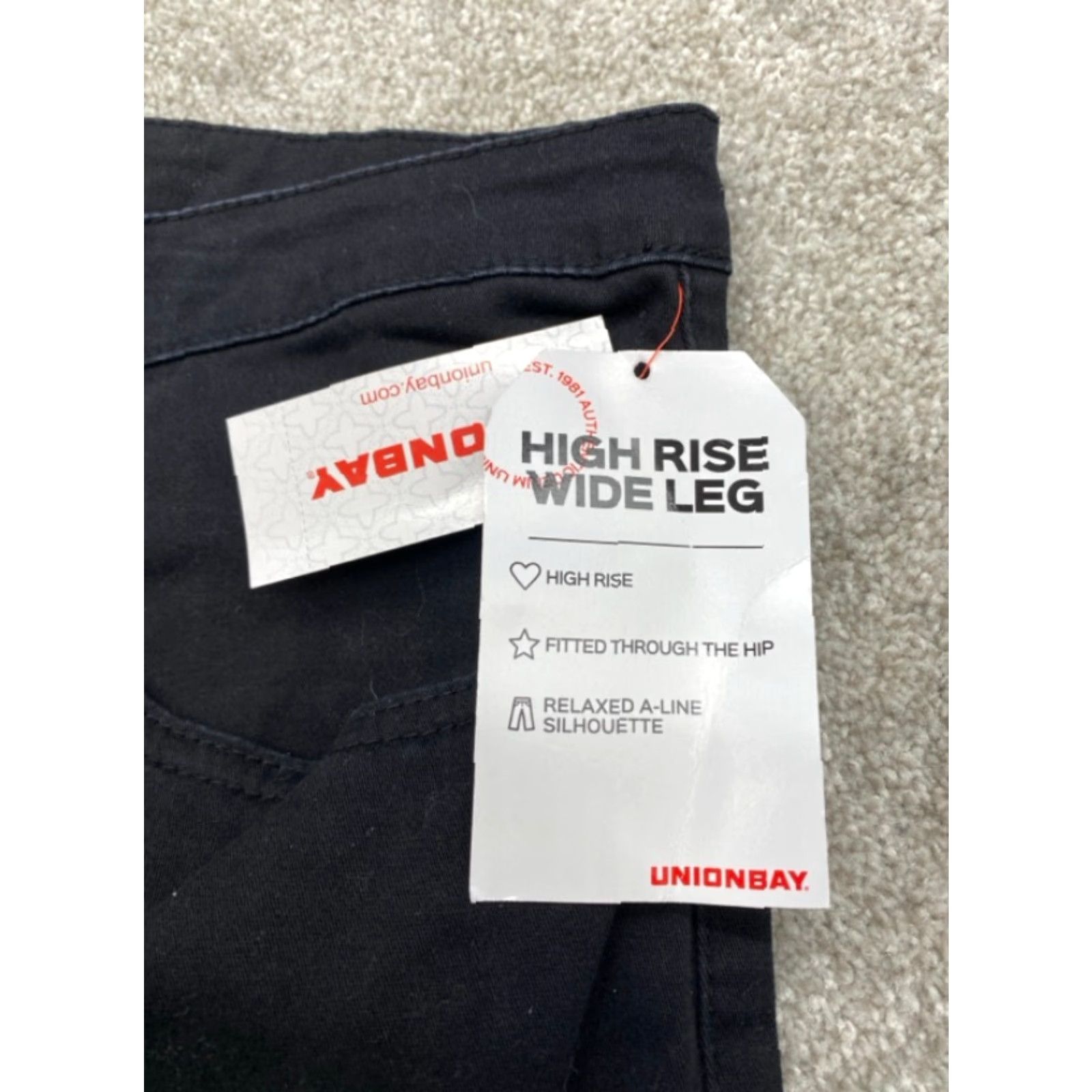 Vintage VINTAGE NWT Unionbay Pants Women's 17 (36x32) Black High Rise Wide Leg Baggy Goth 5116 Size 25" / US 0 / IT 36 - 2 Thumbnail