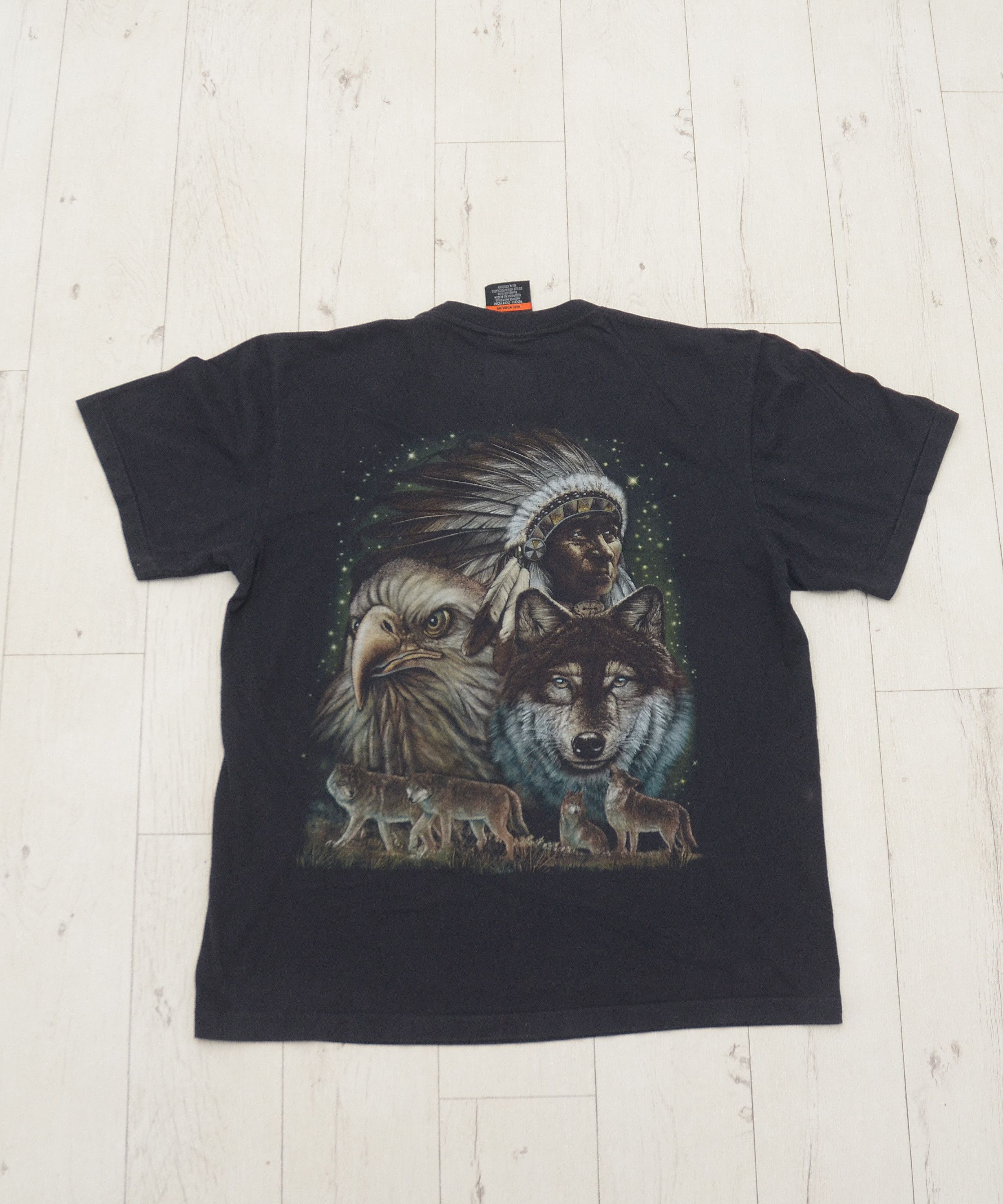 Vintage Vintage Rock Eagle Wild Indian Chief Wolves American heavy Size US XL / EU 56 / 4 - 2 Thumbnail