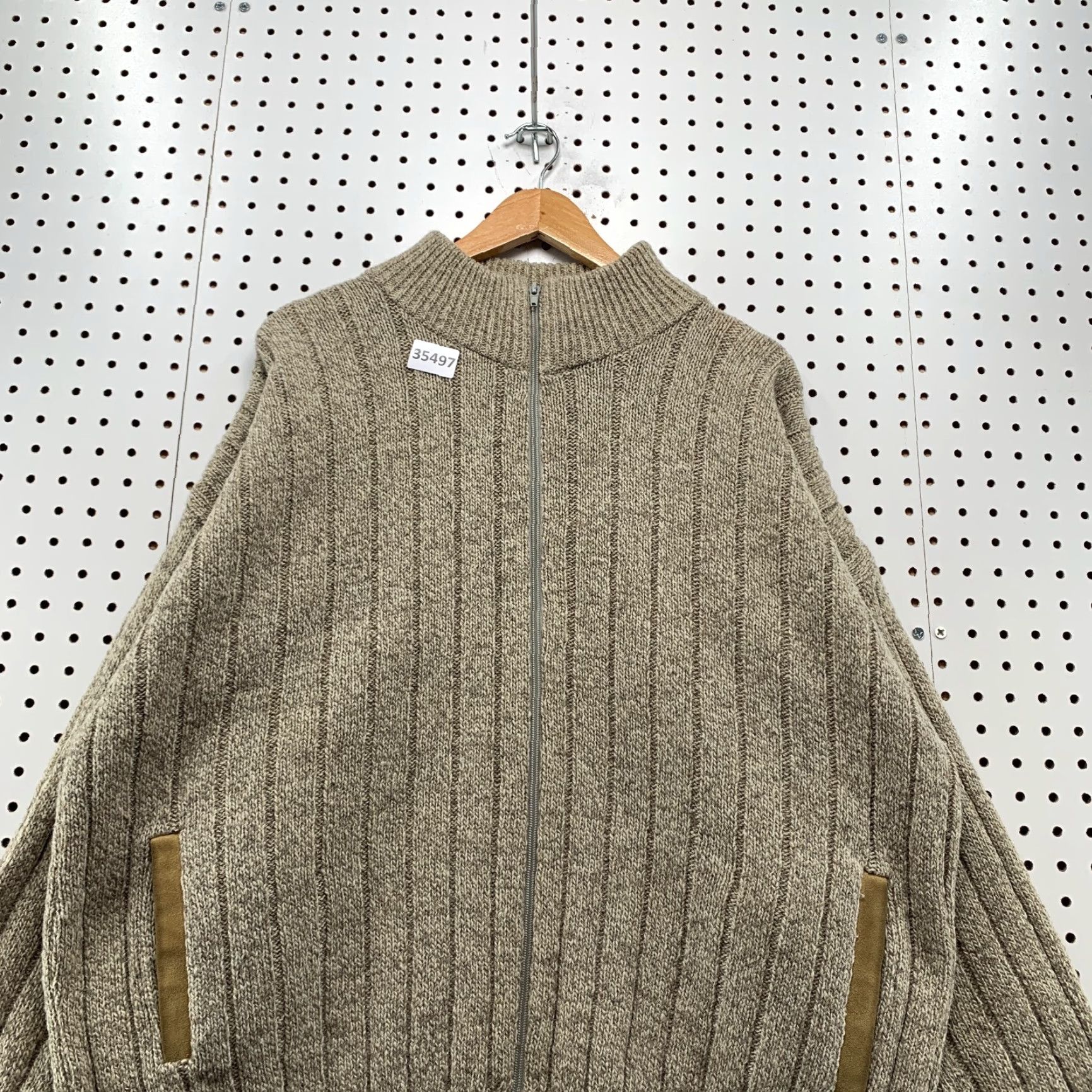 Express VINTAGE Northwest Express Sweater Shirt Men XL Beige Wool Blend Full Zip USA 90s Mens Size US XL / EU 56 / 4 - 4 Thumbnail