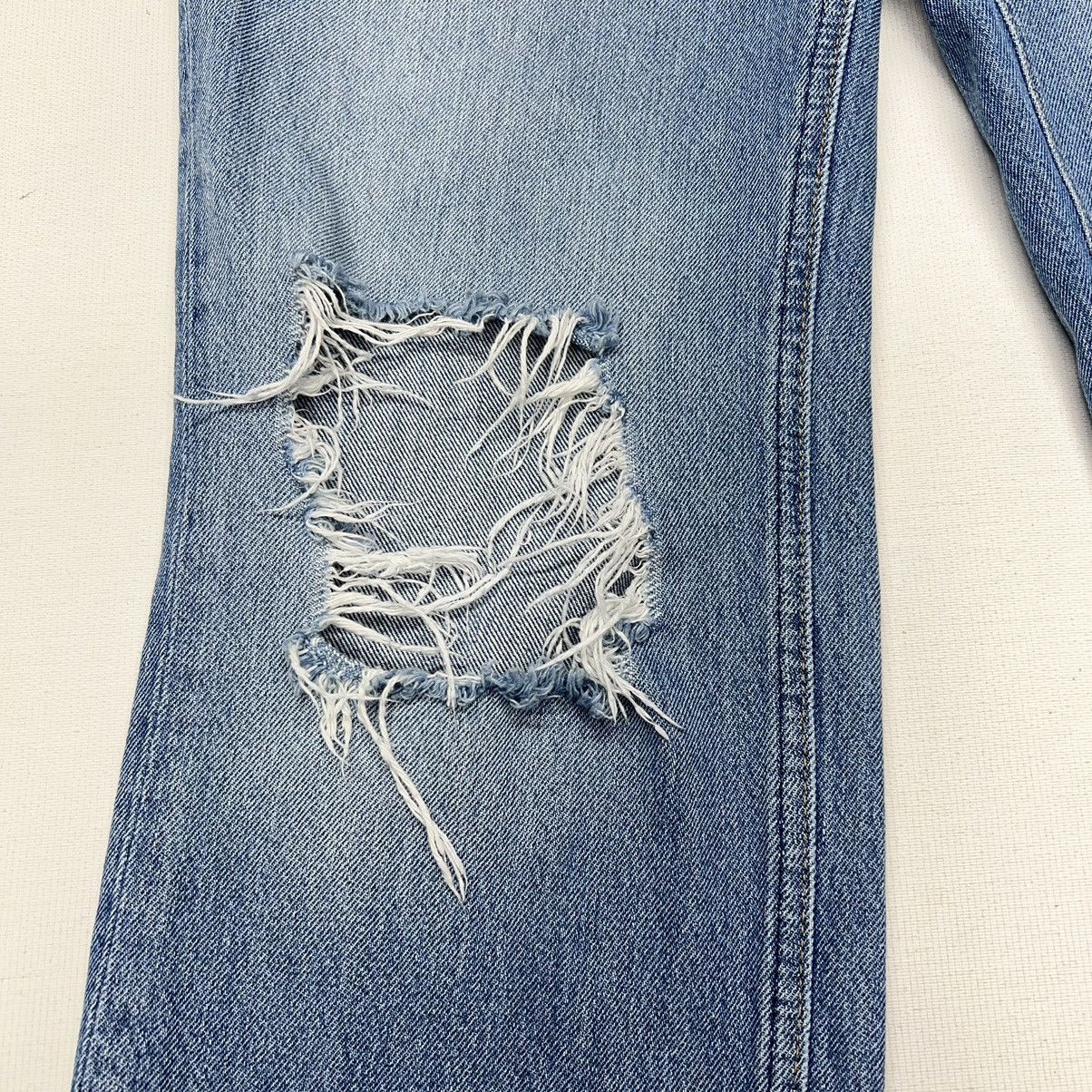 Free People We The Free Jeans Blue Straight Distressed Destroyed Ripped Size 29" - 5 Thumbnail