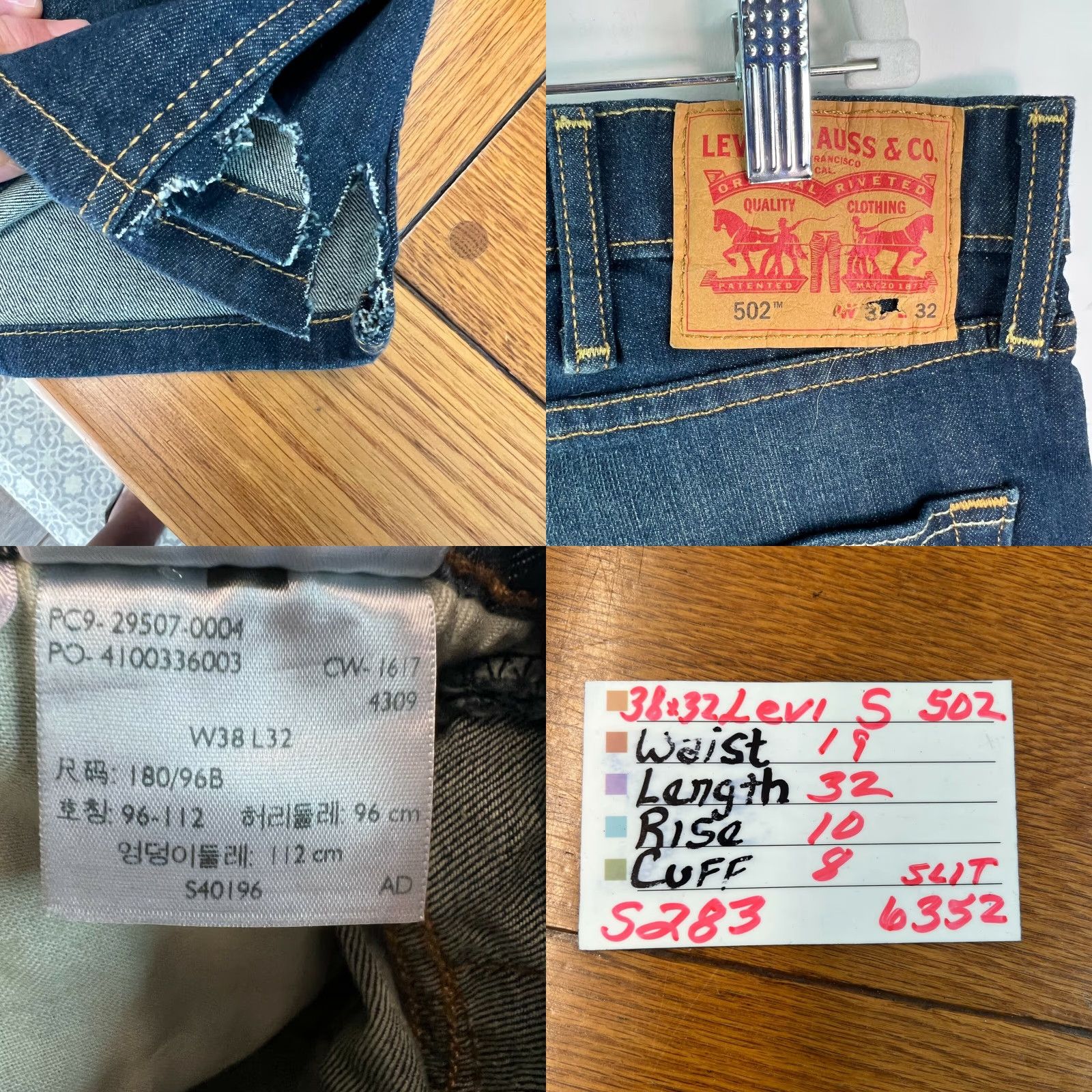 Levi's Levi's 502 Jeans Mens Flat Front Straight Denim Blue Size 38X32 Regular Inseam 32 M2 5-Pocket Classic Rise 10" Button Closure Size US 38 / EU 54 - 8 Thumbnail