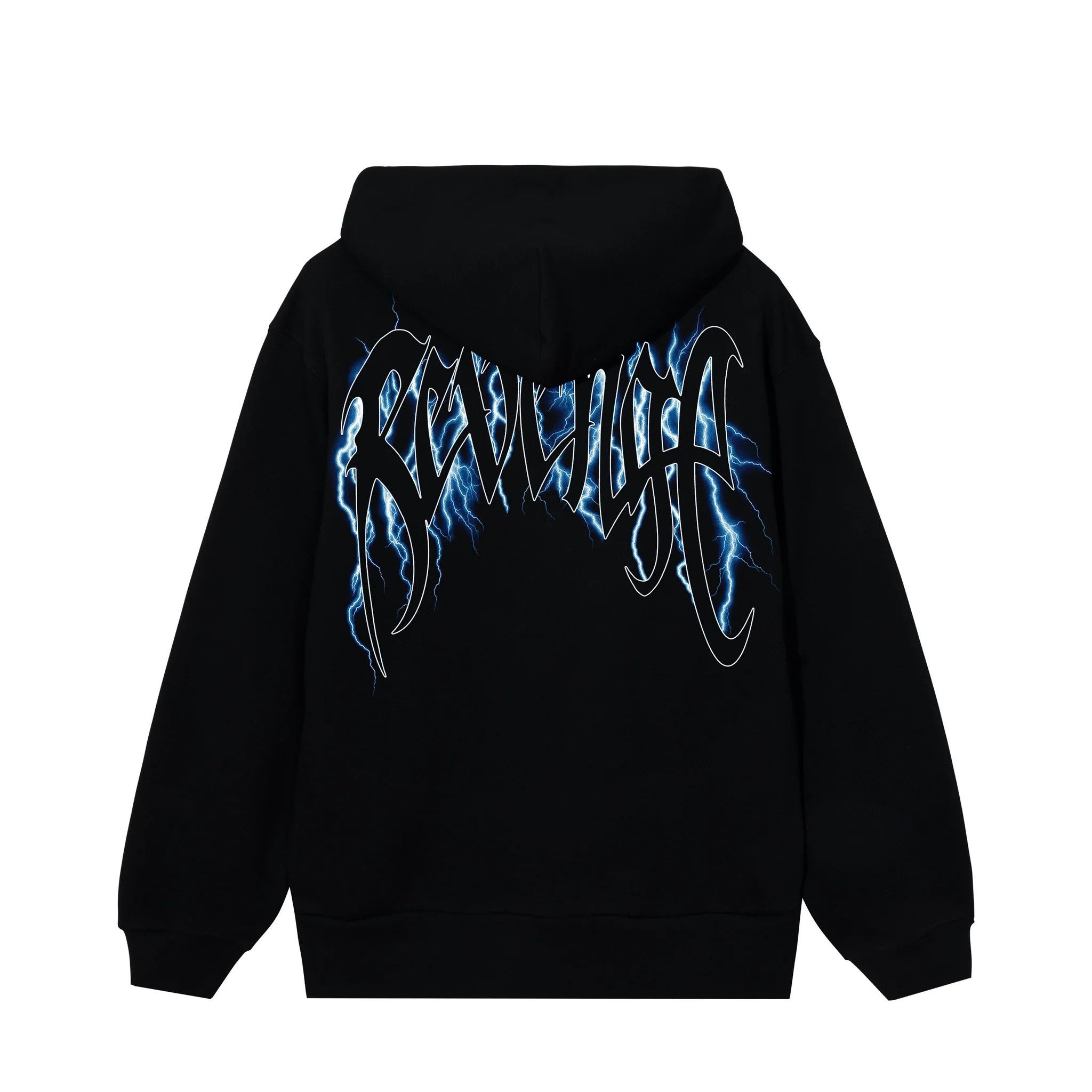 image of Revenge Blue Lightning Arch Logo Hoodie in Black, Men's (Size 2XL)