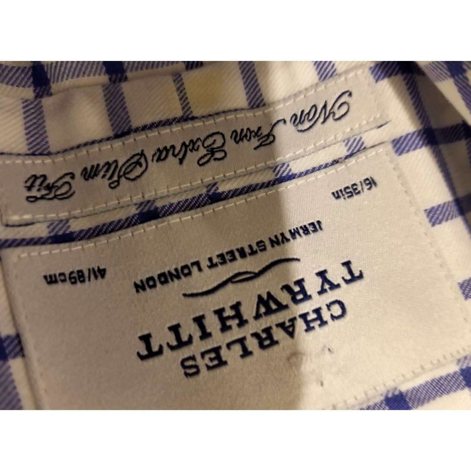 Charles Tyrwhitt Charles Tyrwhitt Dress Shirt Mens 16 35 Blue Cotton Button Size 42R - 4 Thumbnail
